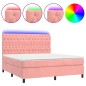 vidaXL Boxspringbett mit Matratze & LED Rosa 180x200 cm Samt vidaXL Boxspringbett mit Matratze & LED Rosa 180x200 cm Samt