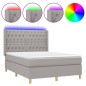 vidaXL Boxspringbett mit Matratze & LED Hellgrau 140x200 cm Stoff vidaXL Boxspringbett mit Matratze & LED Hellgrau 140x200 cm Stoff