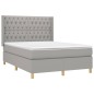 vidaXL Boxspringbett mit Matratze & LED Hellgrau 140x200 cm Stoff vidaXL Boxspringbett mit Matratze & LED Hellgrau 140x200 cm Stoff