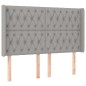vidaXL Boxspringbett mit Matratze & LED Hellgrau 140x200 cm Stoff vidaXL Boxspringbett mit Matratze & LED Hellgrau 140x200 cm Stoff