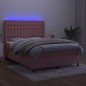 vidaXL Boxspringbett mit Matratze & LED Rosa 140x200 cm Samt vidaXL Boxspringbett mit Matratze & LED Rosa 140x200 cm Samt