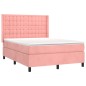 vidaXL Boxspringbett mit Matratze & LED Rosa 140x200 cm Samt vidaXL Boxspringbett mit Matratze & LED Rosa 140x200 cm Samt