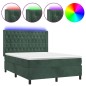 vidaXL Boxspringbett mit Matratze & LED Dunkelgrün 140x190 cm Samt vidaXL Boxspringbett mit Matratze & LED Dunkelgrün 140x190 cm Samt