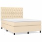 vidaXL Boxspringbett mit Matratze Creme 140x190 cm Stoff vidaXL Boxspringbett mit Matratze Creme 140x190 cm Stoff