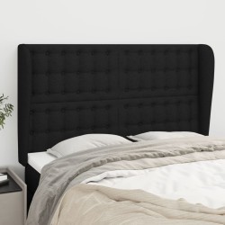vidaXL Kopfteil mit Ohren Schwarz 147x23x118/128 cm Stoff