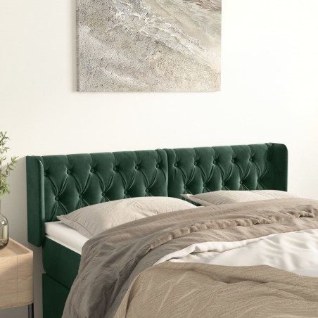 vidaXL Kopfteil mit Ohren Dunkelgrün 147x16x78/88 cm Samt