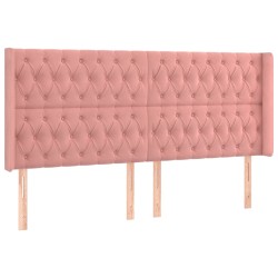 vidaXL Kopfteil mit Ohren Rosa 183x16x118/128 cm Samt