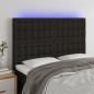 vidaXL LED Kopfteil Schwarz 144x5x118/128 cm Stoff