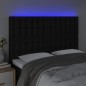 vidaXL LED Kopfteil Schwarz 144x5x118/128 cm Stoff