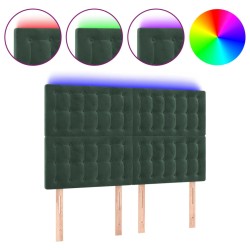 vidaXL LED Kopfteil Dunkelgrün 144x5x118/128 cm Samt