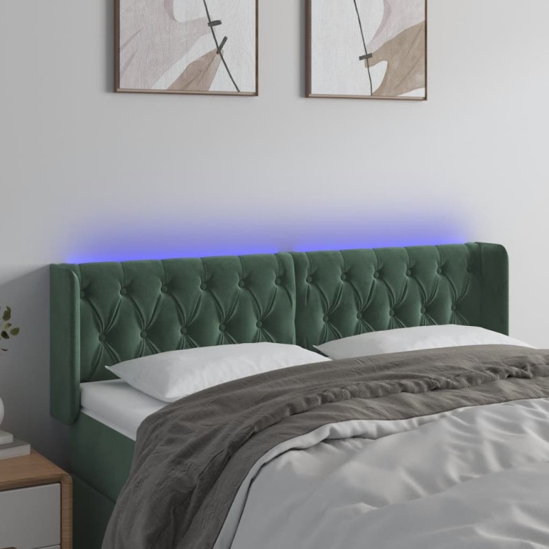 vidaXL LED Kopfteil Dunkelgrün 147x16x78/88 cm Samt vidaXL LED Kopfteil Dunkelgrün 147x16x78/88 cm Samt