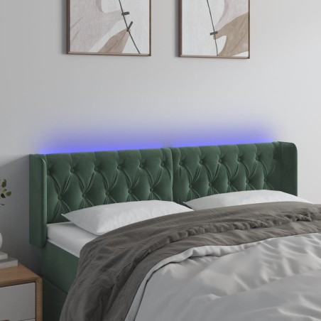 vidaXL LED Kopfteil Dunkelgrün 147x16x78/88 cm Samt