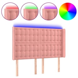 vidaXL LED Kopfteil Rosa 147x16x118/128 cm Samt