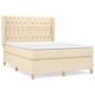 vidaXL Boxspringbett mit Matratze Creme 140x190 cm Stoff vidaXL Boxspringbett mit Matratze Creme 140x190 cm Stoff
