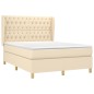 vidaXL Boxspringbett mit Matratze Creme 140x190 cm Stoff vidaXL Boxspringbett mit Matratze Creme 140x190 cm Stoff