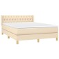 vidaXL Boxspringbett mit Matratze Creme 140x200 cm Stoff vidaXL Boxspringbett mit Matratze Creme 140x200 cm Stoff