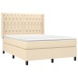 vidaXL Boxspringbett mit Matratze Creme 140x190 cm Stoff vidaXL Boxspringbett mit Matratze Creme 140x190 cm Stoff