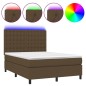 vidaXL Boxspringbett mit Matratze & LED Dunkelbraun 140x200 cm Stoff vidaXL Boxspringbett mit Matratze & LED Dunkelbraun 140x200 cm Stoff