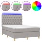 vidaXL Boxspringbett mit Matratze & LED Hellgrau 140x200 cm Stoff vidaXL Boxspringbett mit Matratze & LED Hellgrau 140x200 cm Stoff