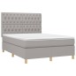 vidaXL Boxspringbett mit Matratze & LED Hellgrau 140x200 cm Stoff vidaXL Boxspringbett mit Matratze & LED Hellgrau 140x200 cm Stoff