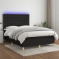 vidaXL Boxspringbett mit Matratze & LED Schwarz 140x190 cm Stoff vidaXL Boxspringbett mit Matratze & LED Schwarz 140x190 cm Stoff