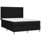 vidaXL Boxspringbett mit Matratze & LED Schwarz 140x200 cm Stoff vidaXL Boxspringbett mit Matratze & LED Schwarz 140x200 cm Stoff