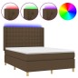 vidaXL Boxspringbett mit Matratze & LED Dunkelbraun 140x190 cm Stoff vidaXL Boxspringbett mit Matratze & LED Dunkelbraun 140x190 cm Stoff