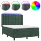 vidaXL Boxspringbett mit Matratze & LED Dunkelgrün 140x200 cm Samt vidaXL Boxspringbett mit Matratze & LED Dunkelgrün 140x200 cm Samt
