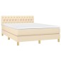 vidaXL Boxspringbett mit Matratze Creme 140x190 cm Stoff vidaXL Boxspringbett mit Matratze Creme 140x190 cm Stoff