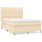 vidaXL Boxspringbett mit Matratze Creme 140x200 cm Stoff vidaXL Boxspringbett mit Matratze Creme 140x200 cm Stoff