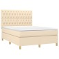 vidaXL Boxspringbett mit Matratze Creme 140x200 cm Stoff vidaXL Boxspringbett mit Matratze Creme 140x200 cm Stoff