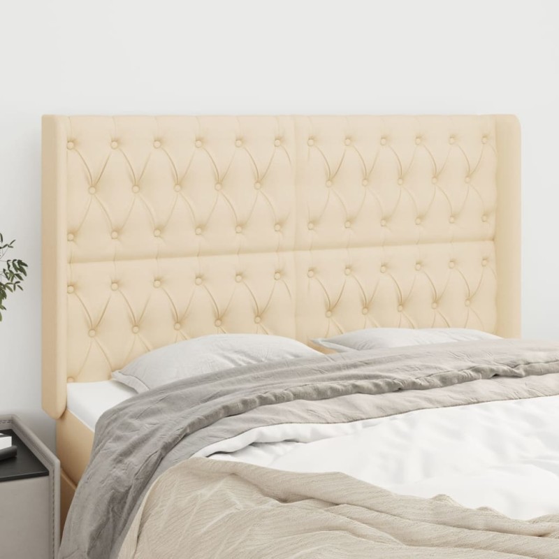 vidaXL Kopfteil mit Ohren Creme 147x16x118/128 cm Stoff vidaXL Kopfteil mit Ohren Creme 147x16x118/128 cm Stoff