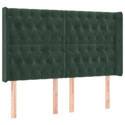 vidaXL Kopfteil mit Ohren Dunkelgrün 147x16x118/128 cm Samt