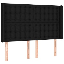 vidaXL Kopfteil mit Ohren Schwarz 147x16x118/128 cm Stoff