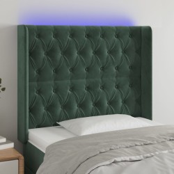 vidaXL LED Kopfteil Dunkelgrün 93x16x118/128 cm Samt 