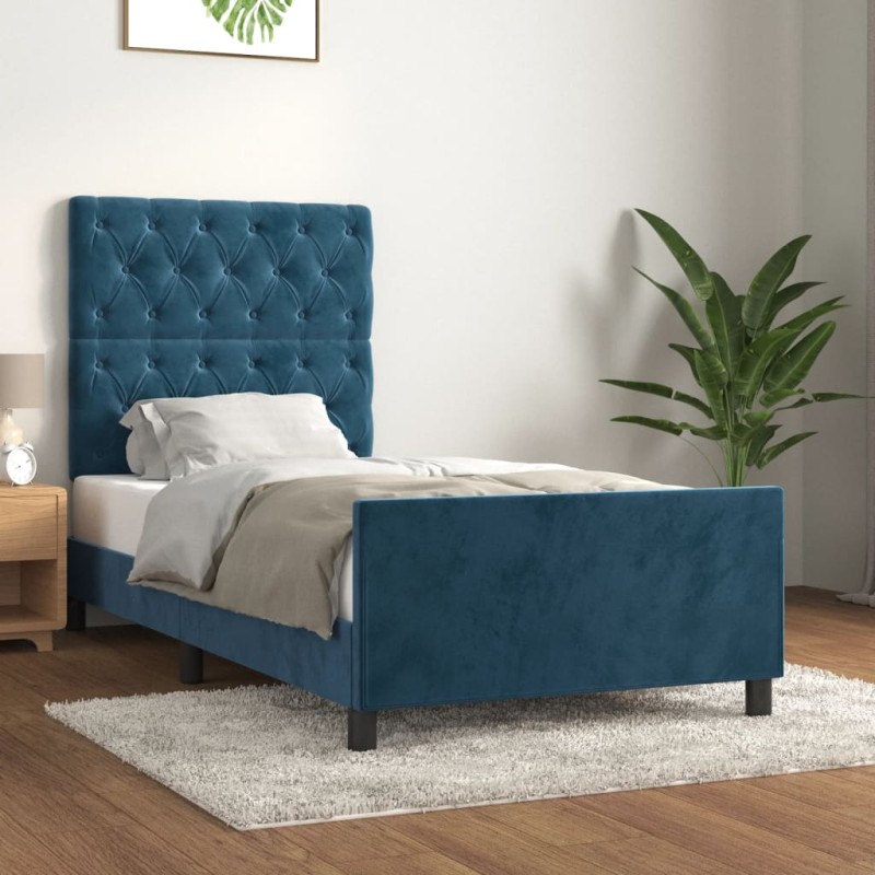 vidaXL Bettgestell mit Kopfteil Dunkelblau 80x200 cm Samt vidaXL Bettgestell mit Kopfteil Dunkelblau 80x200 cm Samt