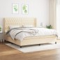 vidaXL Boxspringbett mit Matratze Creme 200x200 cm Stoff vidaXL Boxspringbett mit Matratze Creme 200x200 cm Stoff