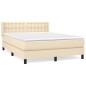 vidaXL Boxspringbett mit Matratze Creme 140x190 cm Stoff vidaXL Boxspringbett mit Matratze Creme 140x190 cm Stoff