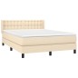 vidaXL Boxspringbett mit Matratze Creme 140x190 cm Stoff vidaXL Boxspringbett mit Matratze Creme 140x190 cm Stoff