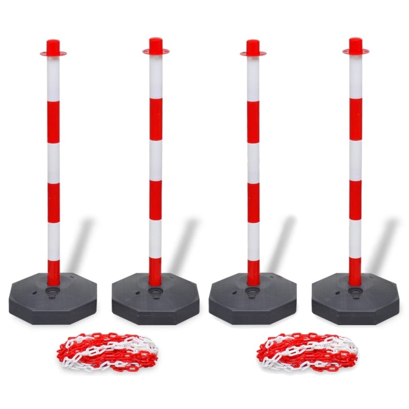 Set von 4 Absperrpfosten und 2 Kunststoff-Ketten von je 10 m Set von 4 Absperrpfosten und 2 Kunststoff-Ketten von je 10 m