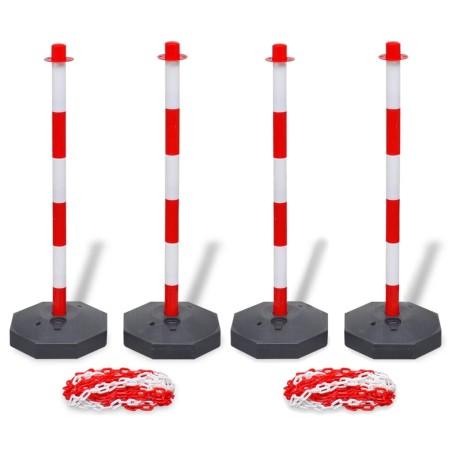 Set von 4 Absperrpfosten und 2 Kunststoff-Ketten von je 10 m