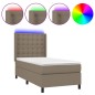 vidaXL Boxspringbett mit Matratze & LED Taupe 100x200 cm Stoff vidaXL Boxspringbett mit Matratze & LED Taupe 100x200 cm Stoff