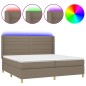 vidaXL Boxspringbett mit Matratze & LED Taupe 200x200 cm Stoff vidaXL Boxspringbett mit Matratze & LED Taupe 200x200 cm Stoff