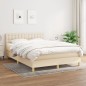 vidaXL Boxspringbett mit Matratze Creme 140x200 cm Stoff vidaXL Boxspringbett mit Matratze Creme 140x200 cm Stoff