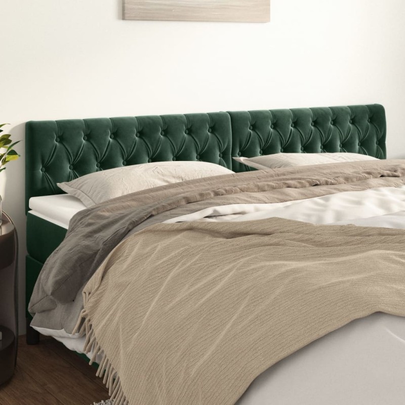 vidaXL Kopfteile 2 Stk. Dunkelgrün 90x7x78/88 cm Samt vidaXL Kopfteile 2 Stk. Dunkelgrün 90x7x78/88 cm Samt