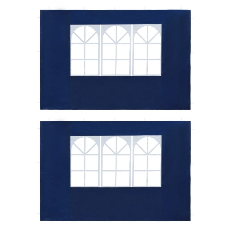 vidaXL Partyzelt-Seitenwände 2 Stück mit Fenster PE Blau vidaXL Partyzelt-Seitenwände 2 Stück mit Fenster PE Blau
