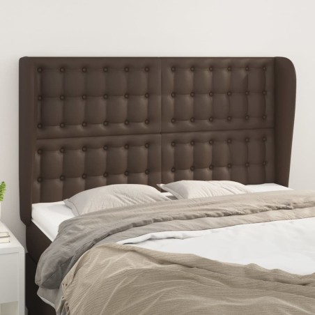 vidaXL Kopfteil mit Ohren Braun 147x23x118/128 cm Kunstleder