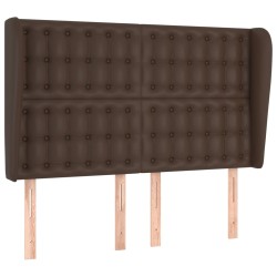 vidaXL Kopfteil mit Ohren Braun 147x23x118/128 cm Kunstleder