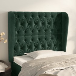 vidaXL Kopfteil mit Ohren Dunkelgrün 93x23x118/128 cm Samt
