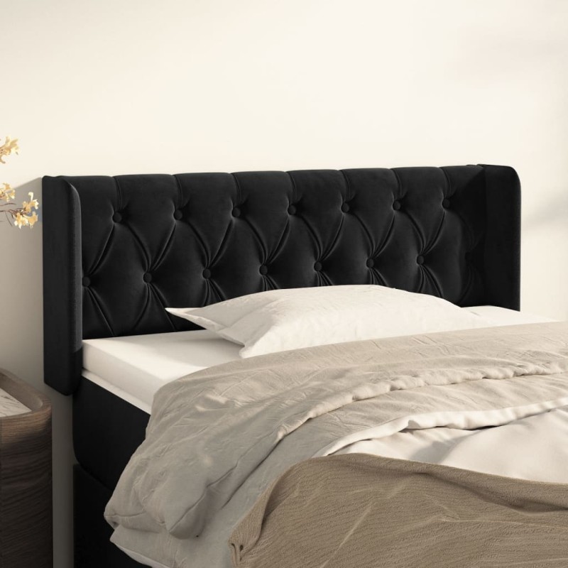 vidaXL Kopfteil mit Ohren Schwarz 103x16x78/88 cm Samt vidaXL Kopfteil mit Ohren Schwarz 103x16x78/88 cm Samt